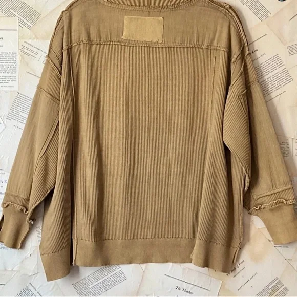 NWT Free People We The Free Worn Thru Pullover Sweater XS Rib Knit - Picture 6 of 6